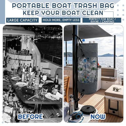 2 Pack Boat Trash Bag Mesh Garbage Holder (Black,Grey)