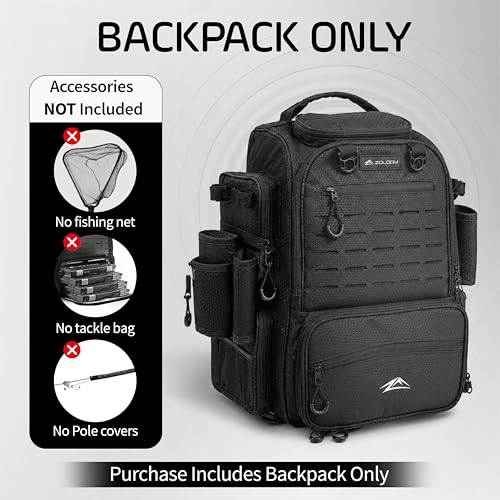 Waterproof Fishing Backpack with Rod Holders (Fishing Backpack Only)