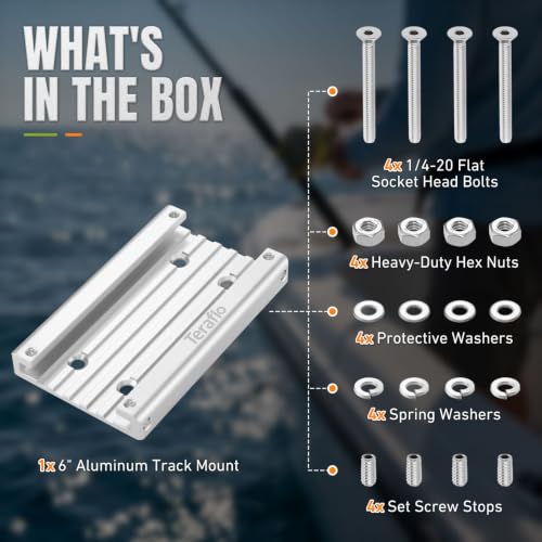 Boat Track System 6in Anodized Aircraft Grade Aluminum Track Mount