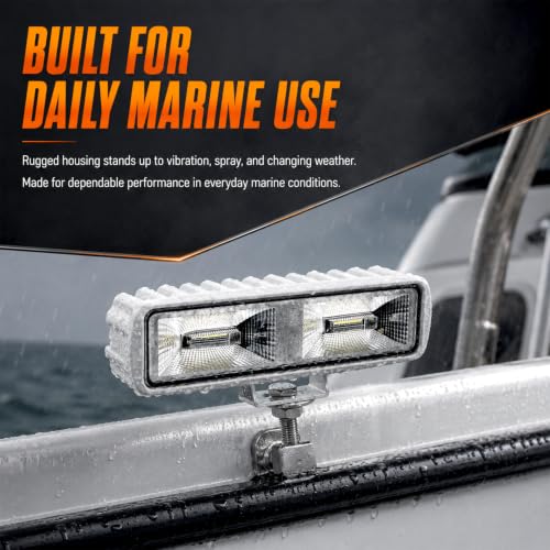 2PCS Led Boat Lights 6inch LED Spreader Lights 48W 120°Flood Light IP67 Waterproof Deck Dock Marine Led Lights Bar for Boat Dock Decking Truck Night Fishing 12 (48W White Housing)