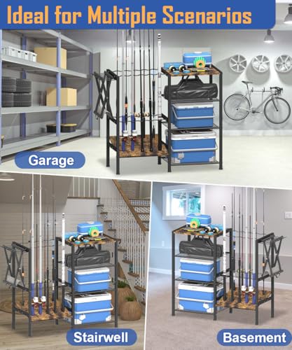 Fishing Rod Holders for Garage (Black)