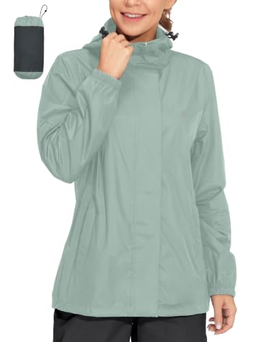 Women's Packable Waterproof Hooded Rain Jacket