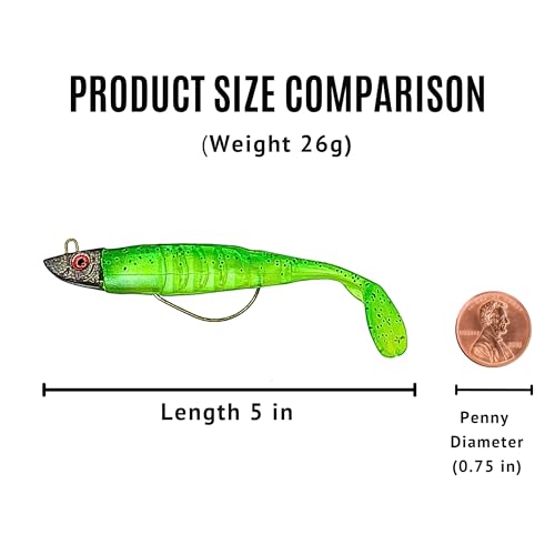 6-Pack - Swimming Minnow, Fishing Lures, Bass Lures, Treble Hook, Realistic Bait - Soft Plastic (26g / 13 CM) (26g / 13 CM)