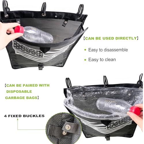 Universal ATV UTV Trash Sack Storage Bag Trash Sack Mesh Large Trash Bag Boat Trash Bag Portable Boat Trash Can Sandbar RV or Camping (American Flag)