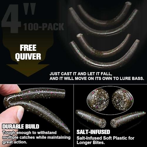 Wacky Worms Soft Plastic for Bass Fishing Lures (5-Bama Bug / 4")