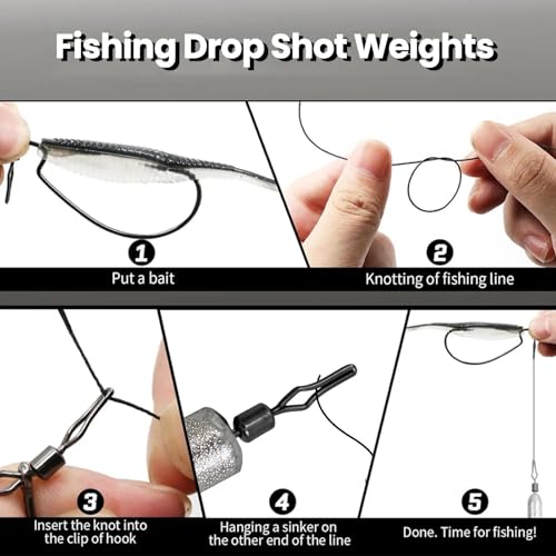 30 60Pcs Swivel Drop Shot Hooks Kit (Assorted Size)