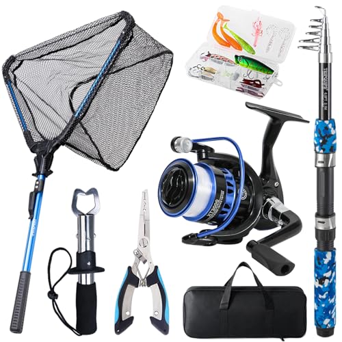 Fishing Rod and Reel Combo with Fishing Net