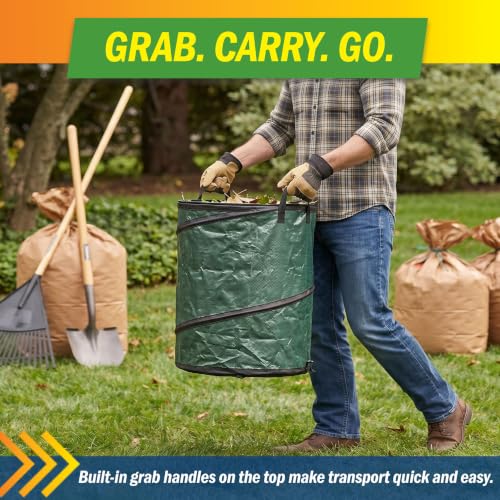 29.5 Gallon Pop up Outdoor Garbage Can Set (Green / 29.5-Gallon)