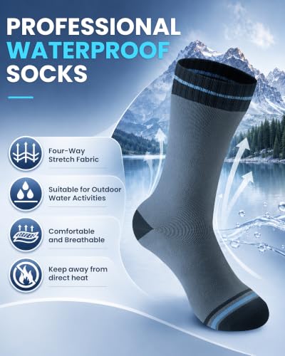 Waterproof Socks for Men (Large / Gray/Black)