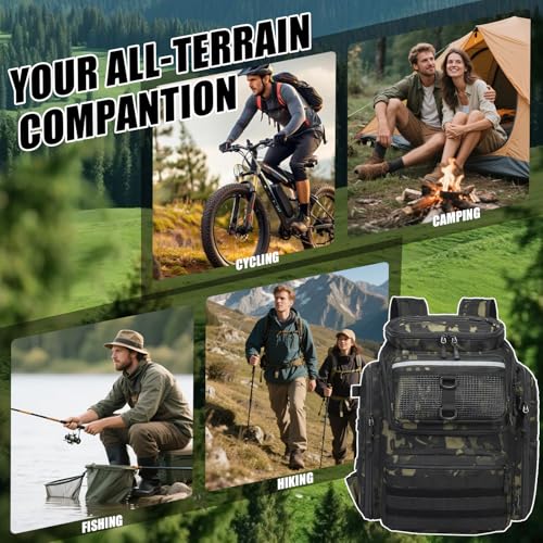 Fishing Backpack with Rod Holders (Dark CM (4 Tackle Boxes Included))