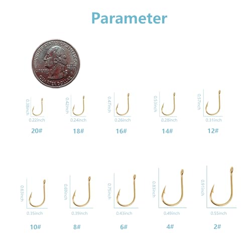 Small Fishing Hooks for Freshwater (600pcs (#2-#20) / Gold)