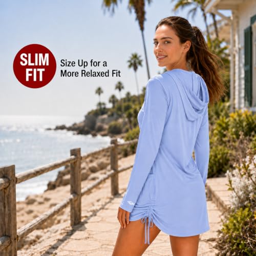 Women's UPF 50+ Dress with Hood (Sky / Medium)