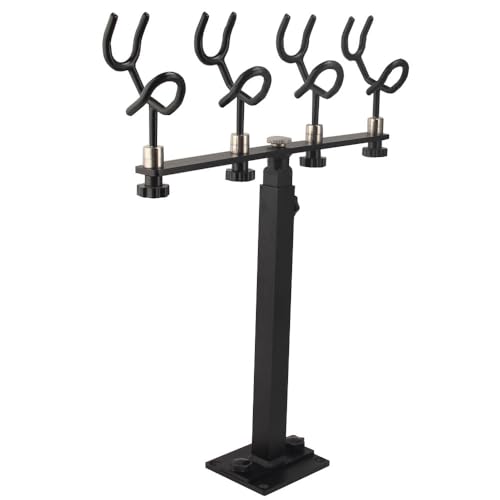 360 Degree Rotation & Adjustable Height Fishing Rod Holder with 4 Head