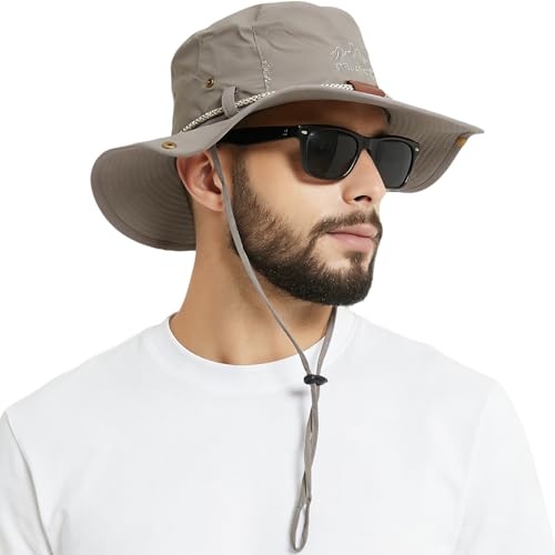Waterproof Wide Brim Bucket Sun Hat Boonie Hat for Men & Women D Grey (D Grey)
