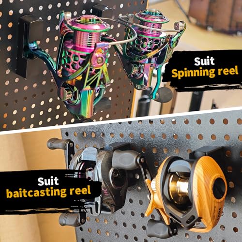 Fishing Rod Holder for Garage Fishing Pole Holders Fishing Rod Rack Vertical Wall (Black 2 pairs With 2 Type reel rack)