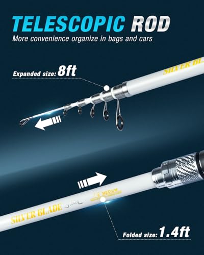 Telescopic Fishing Rod and Reel Combo with Spinning Reel (2.4m 8ft)