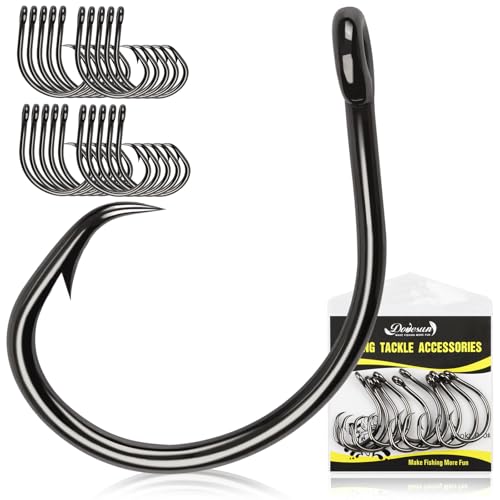 Circle Hooks Saltwater 3X Strong Circle Fishing Hooks for Catfish in (10/0-20pcs)