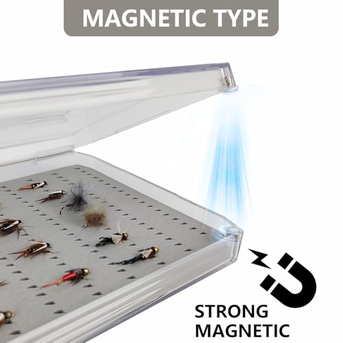 Deep Clear Fly Fishing Box Magnetic Closure Fly Tackle Organizer (H055MB-7.36 × 4.92 × 0.94 inch)