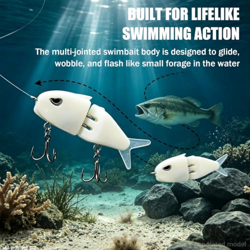 Topwater Fishing Lures with Rotating Tail (2Pcs White)