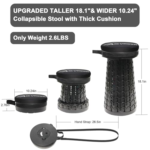 Upgraded Collapsible Stool with Cushion (Black / 10.24*10.24*18.1 IN)