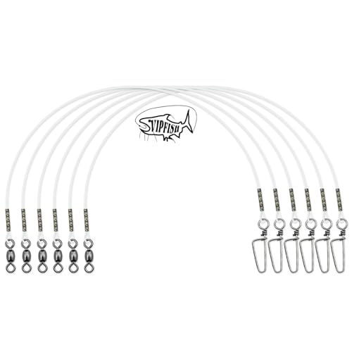 Fishing Fluorocarbon Leader with Crane Swivel and Snaps (50LB, 20" / Clear Fluoro Leader(6Pack))
