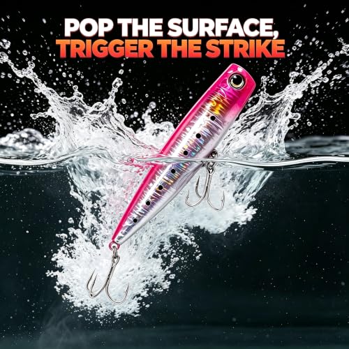 1.41oz 2.29oz Floating Saltwater Topwater Popper Lure (Red / 1.41oz/5.12")