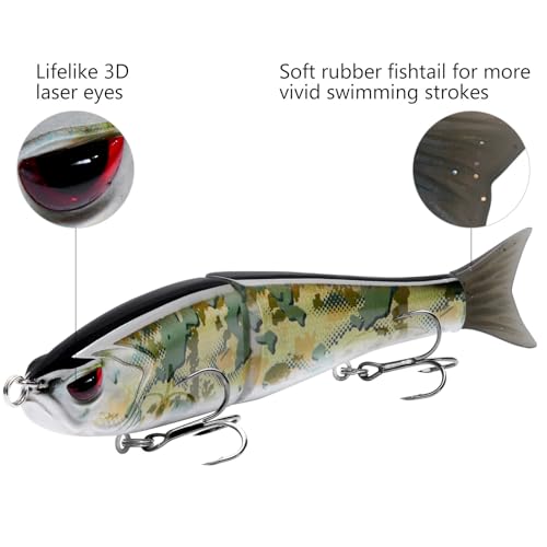 SwimShad Glide Baits Jointed Swimbait Bass Pike Salmon Trout Muskie Fishing Lure (Open Terrain / 7in/2.2oz)