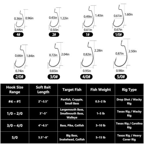 50/100/120pcs EWG Hooks, Worm Hook for Texas Rig Bass Fishing