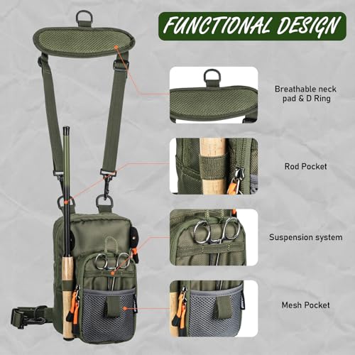 QulayQualy Fly Fishing Bag Chest Pack with WorkStation