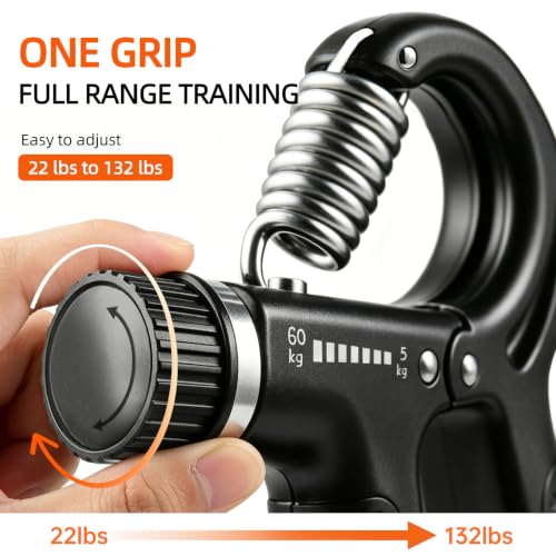 Hand Grip Strengthener Set for Hand Workout Anywhere (Black)