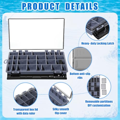 6 Pack 3700 Fishing Tackle Boxes Waterproof (Black / 3700)