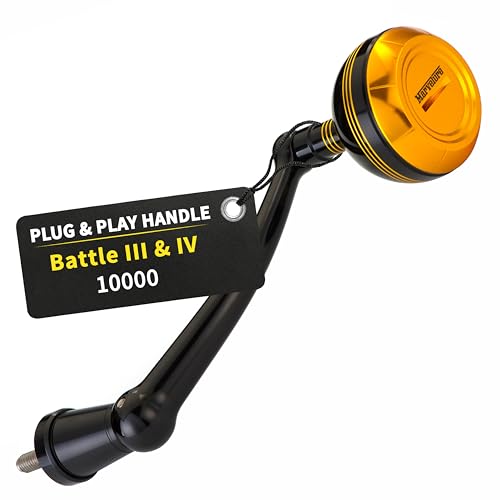 Foldable Power Handle for Penn Battle II III IV (Black Gold / For Battle 10000 Thread (Classic Version))