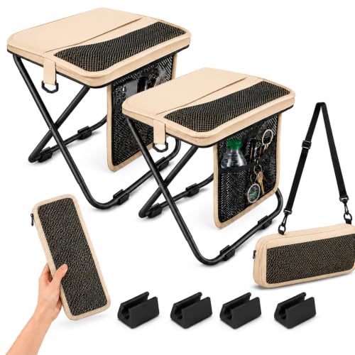 2 Pack Foldable Backpack Stool Portable Collapsible Pocket Chair