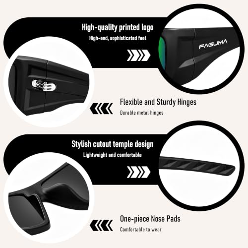 Polarized Sports Sunglasses For Men Women UV400 Protection (（3 Pack）black+blue+green)