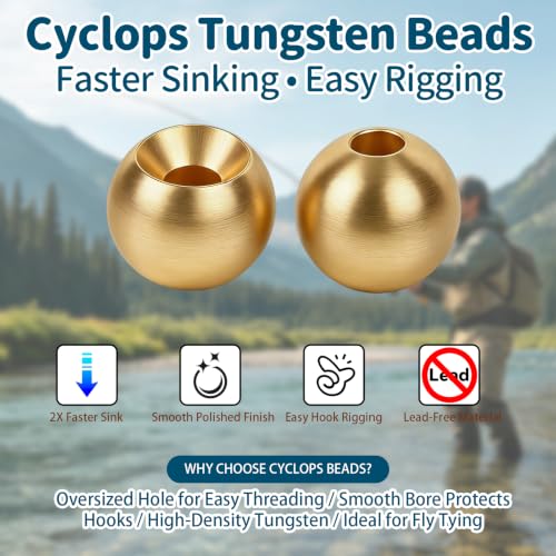 Tungsten Beads for Fly Tying Materials 50pcs Faster Sinking Deeper 13 Sizes (Gold / 3.3MM)