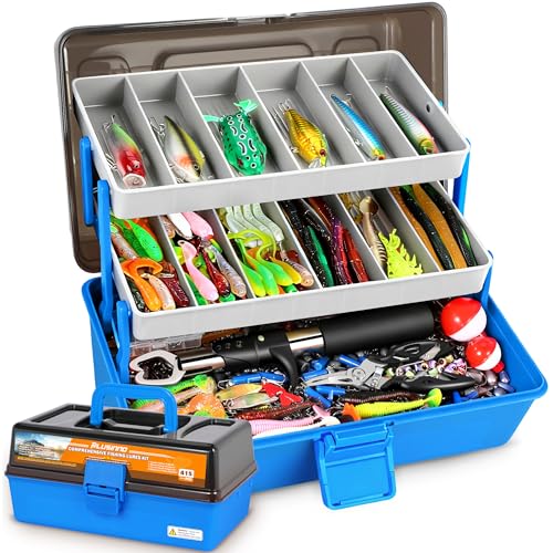 Large 3 Layers Fishing Tackle Box Lures Kit with Tackle Included
