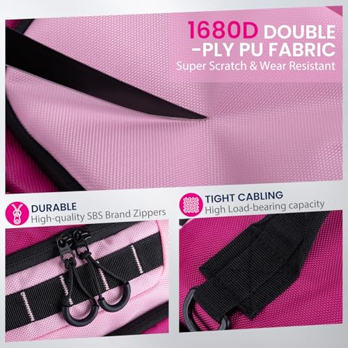 Pink Crossbody Fishing Tackle Bag w (Pink / 1680d Double-strand Pu Backpack + (3)3600 Trays)