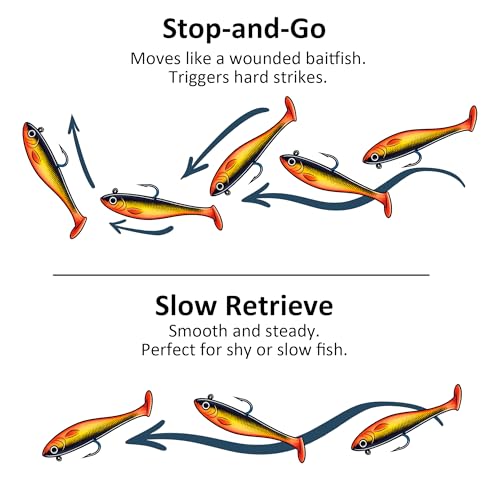 Paddle Tail Swimbait Fishing Lures for Bass Fishing (5Pcs Pre-Rigged Paddle Tails)