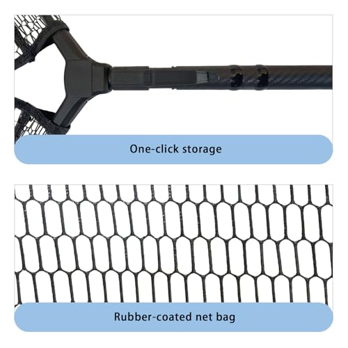 101.5in Large Fishing Net with Handle Carbon Fiber Coated Rubber Telescoping Minnow Long Landing Pond Net Collapsible Kayak Folding Fish Net