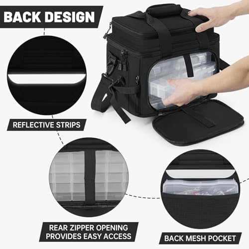 Fishing Tackle Bags with 4 * 3600 Tackle Boxes (Black / With 4 Tackle Boxes)