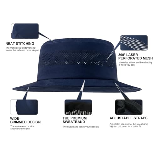 Laser Mesh Cooling Outdoor Bucket Hat (7 1/4 / Navy)
