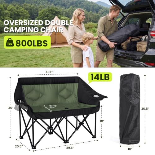 Oversized Double Camping Chairs 2 Person Folding Loveseat