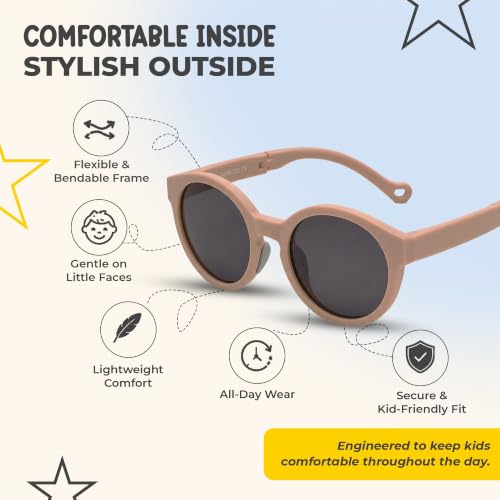 Kids Polarized Sunglasses for Boys & Girls (Brown)
