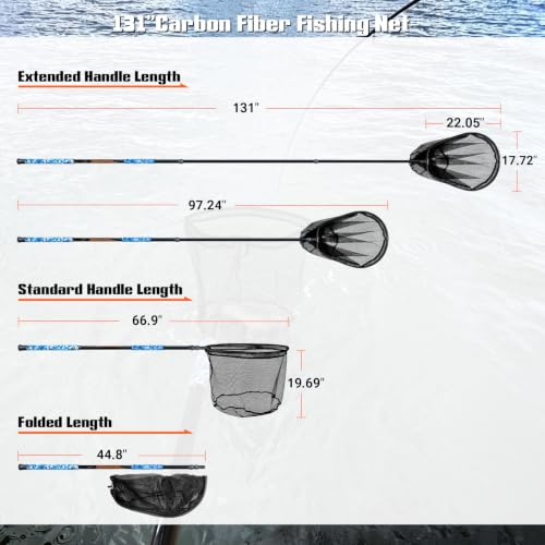 Large Fishing Net (Blue / 10.9ft/131"Total Length(Extendable))