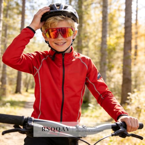 Kids Sunglasses Youth Baseball Sun Glasses for Boys Girls Cycling Sports UV400 Protection Goggles Ages 3 (2pack-red+pink)