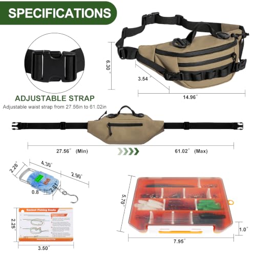 Khaki Fishing Waist Fanny Pack with Fishing Scale (Khaki)
