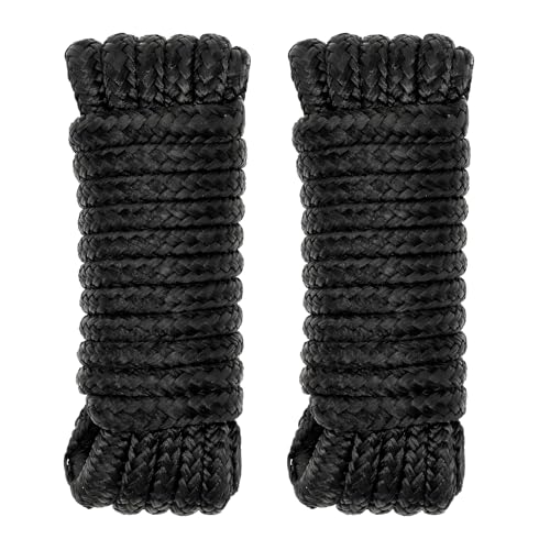 2Pack 3 8in x 15ft Double Braided Nylon Dock Lines Boat Ropes for Docking with Loop Marine Grade Mooring Lines with 12” Pre (Black / 3/8in x 15ft(2 Pack))