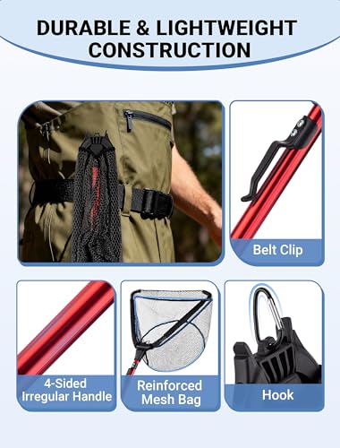 27 Inch Foldable Floating Fishing Net with Fixed Handle (27" Not Extendable)