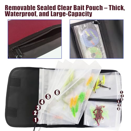 Soft Lure Storage Binder Bait Organizer (L:Dark Red)