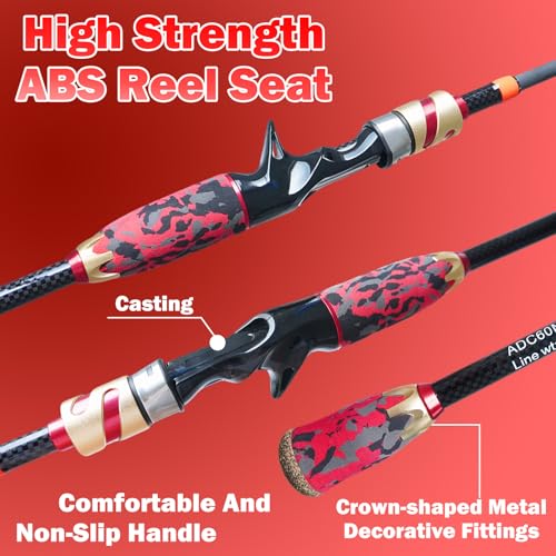 4 Piece Carbon Travel Fishing Rod (ORANGE/black / K-ORANGE-CAST6')